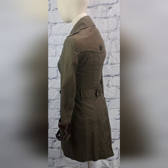 Burberry Queensborough Trench Coat Jacket Army Green Garbardine Mid-Length 4 US - Picture 6 of 16